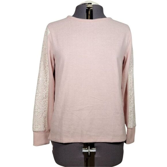 Flora Nikrooz Lace-trim Crew Neck Sweater Sz M - Picture 1 of 8